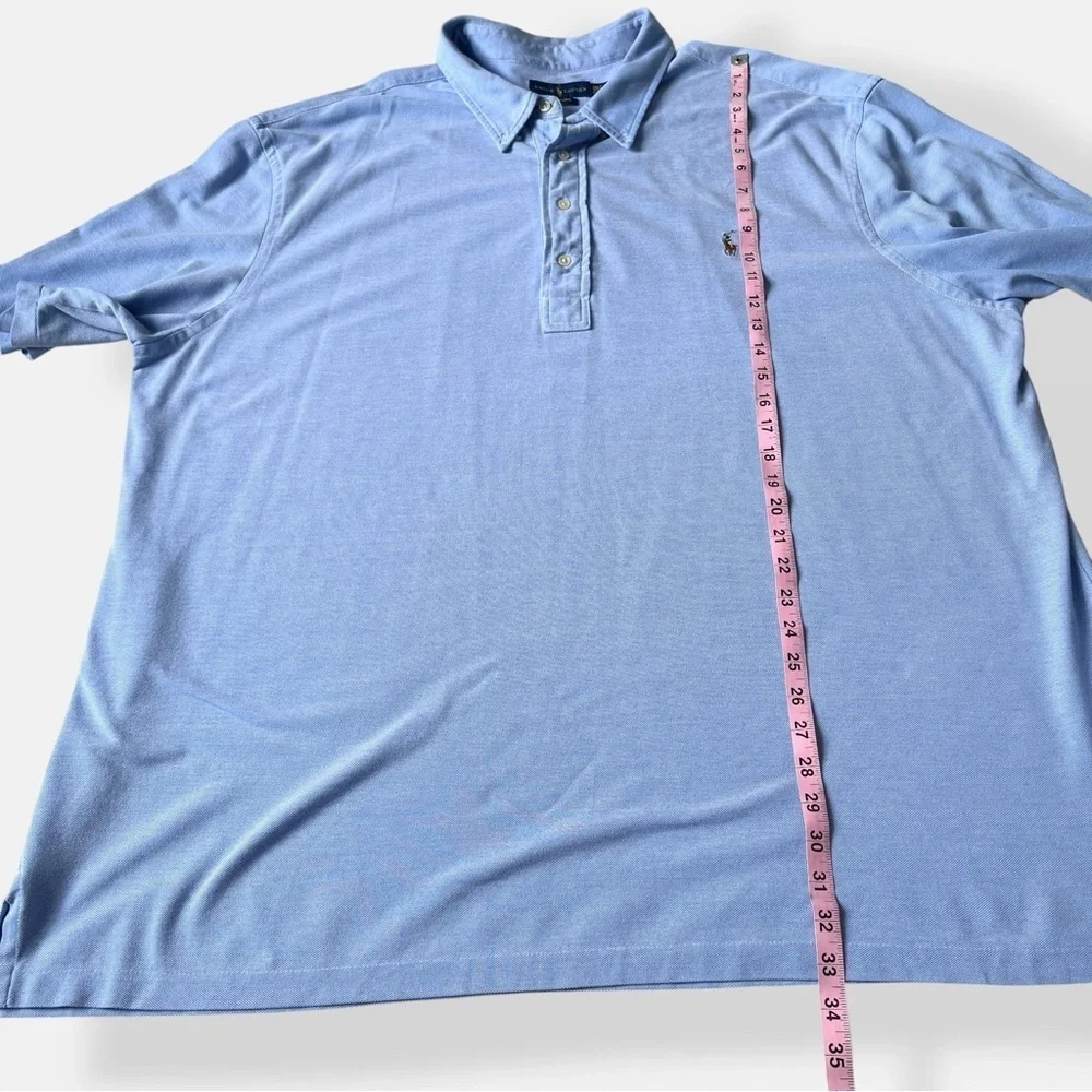 Ralph Lauren Knit Oxford Polo Shirt 3XLT Tall | Light Blue Preppy Classic